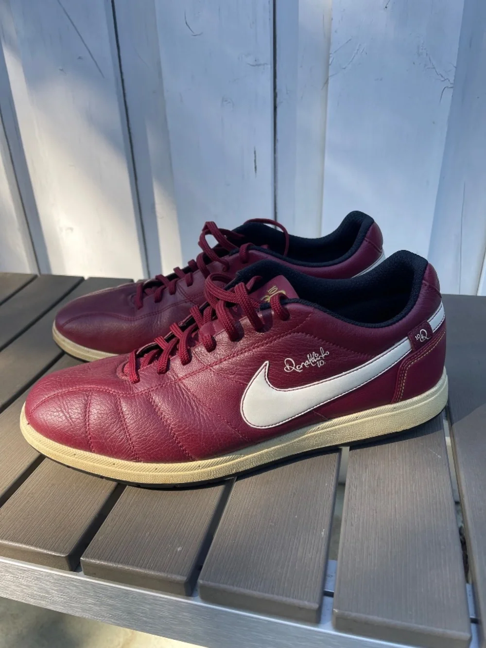 Rare Vintage 2007 Nike Air Ronaldinho Rival R10 Leather Sneakers Burgundy Size-L